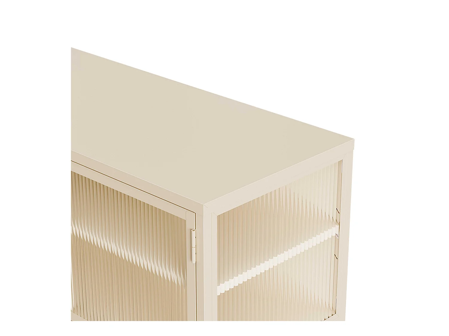 Buffet moderne 3 portes 120 cm en métal et verre écru