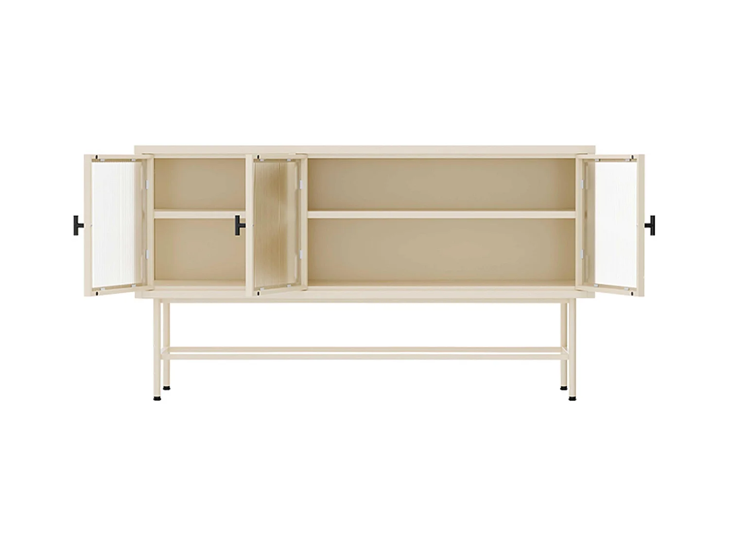 Buffet moderne 3 portes 120 cm en métal et verre écru
