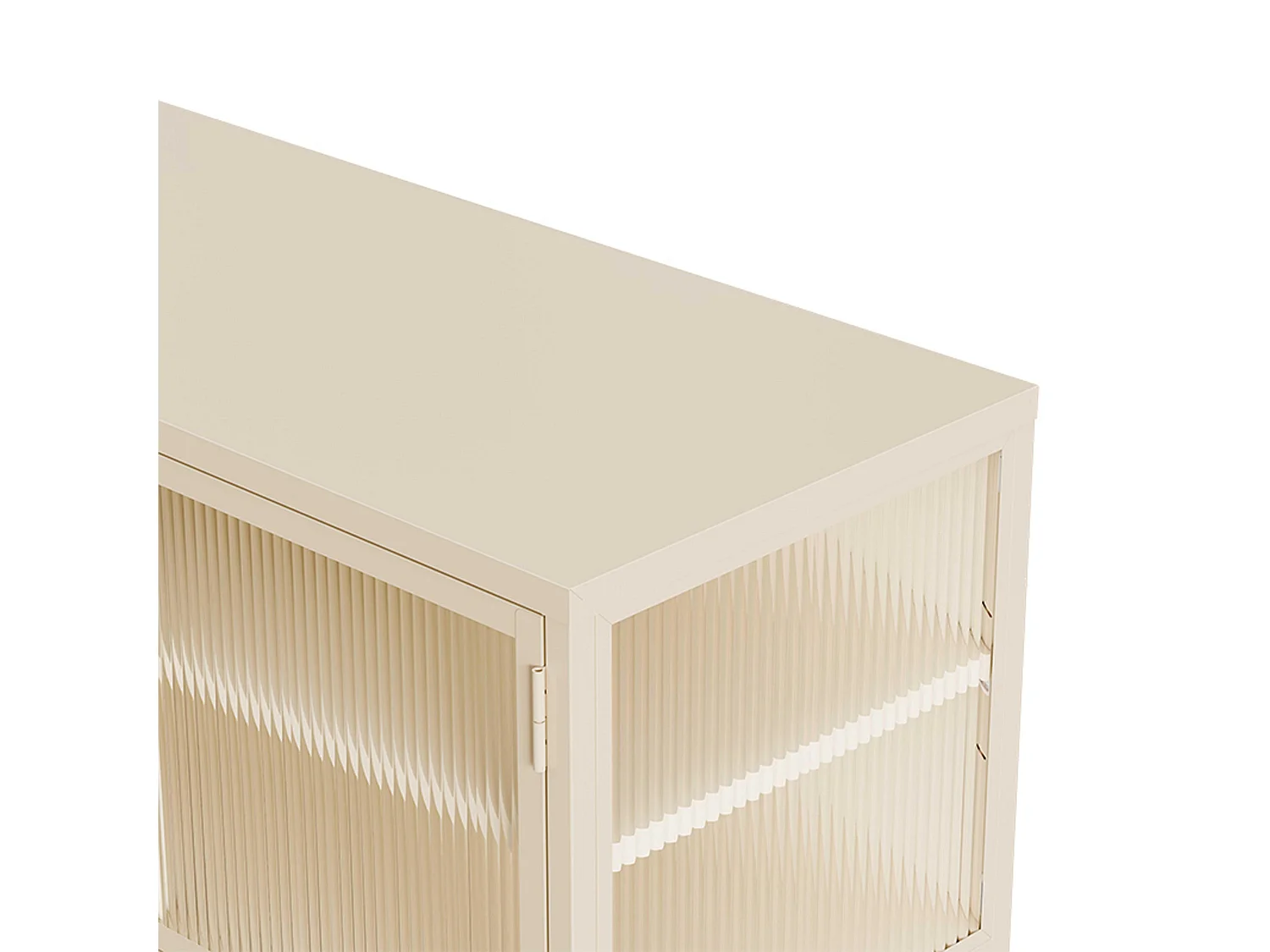 Buffet moderne 3 portes 120 cm en métal et verre écru