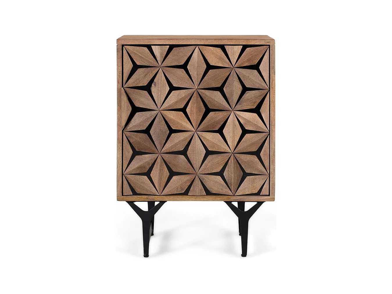 Komoda wykonana z litego drewna mango z ręcznie rzeźbionym frontem