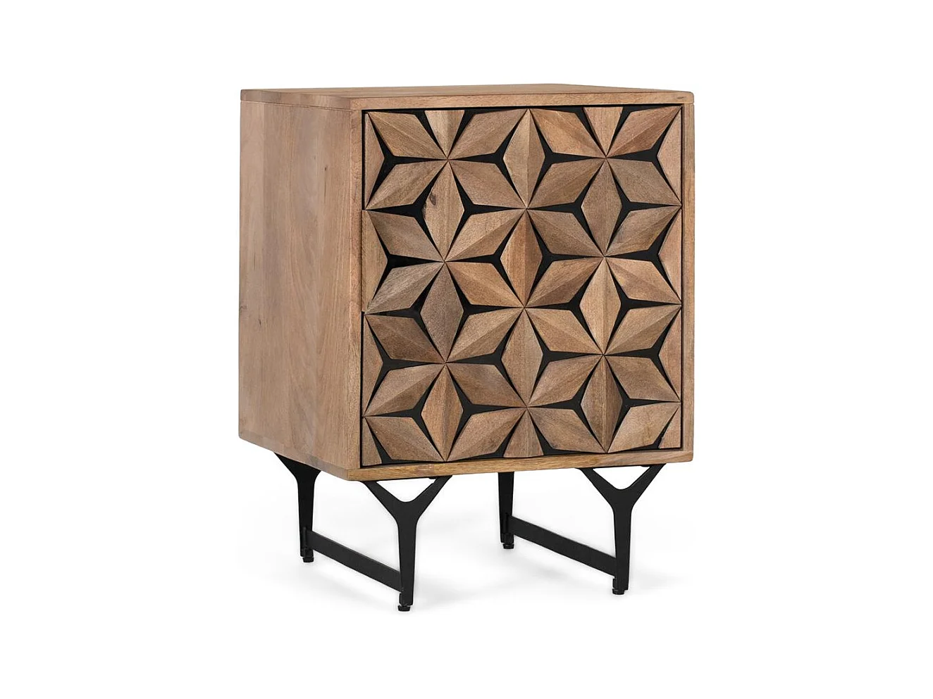 Komoda wykonana z litego drewna mango z ręcznie rzeźbionym frontem