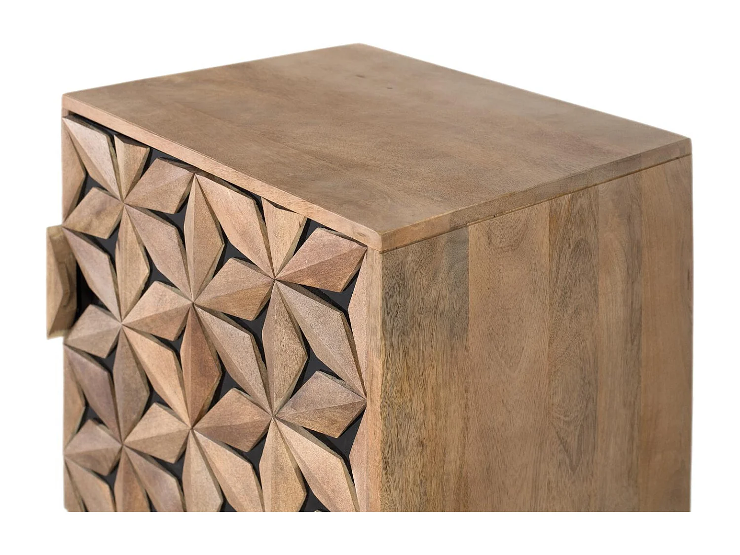 Buffet en bois de manguier massif et façade sculptée à la main