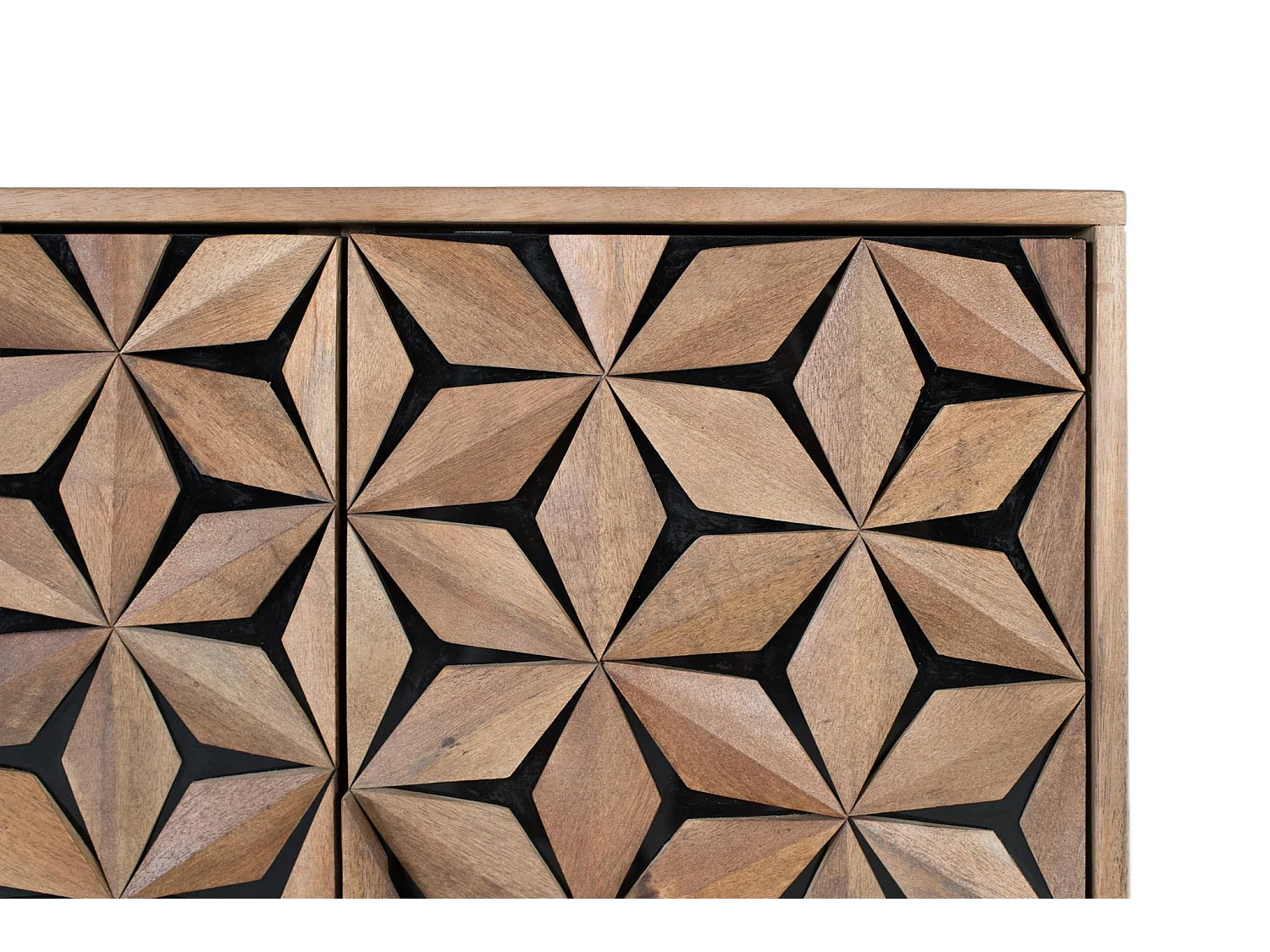Buffet en bois de manguier, style géométrique contemporain - 90 x 100 x 40