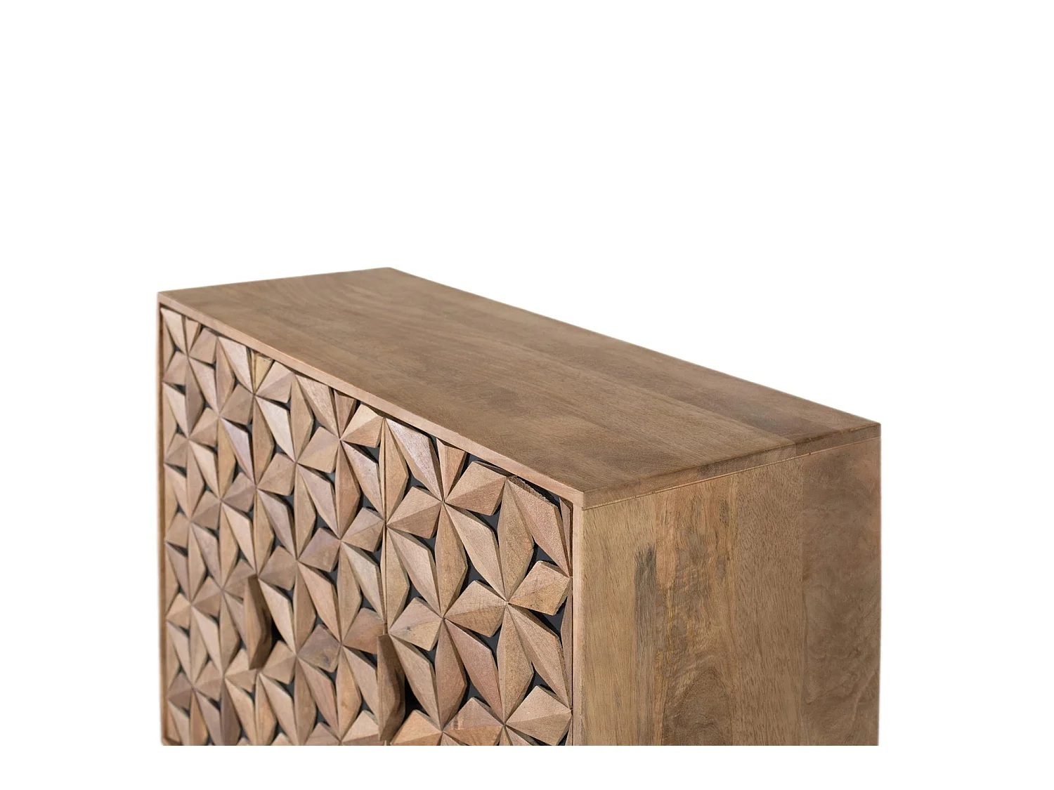Buffet en bois de manguier, style géométrique contemporain - 90 x 100 x 40