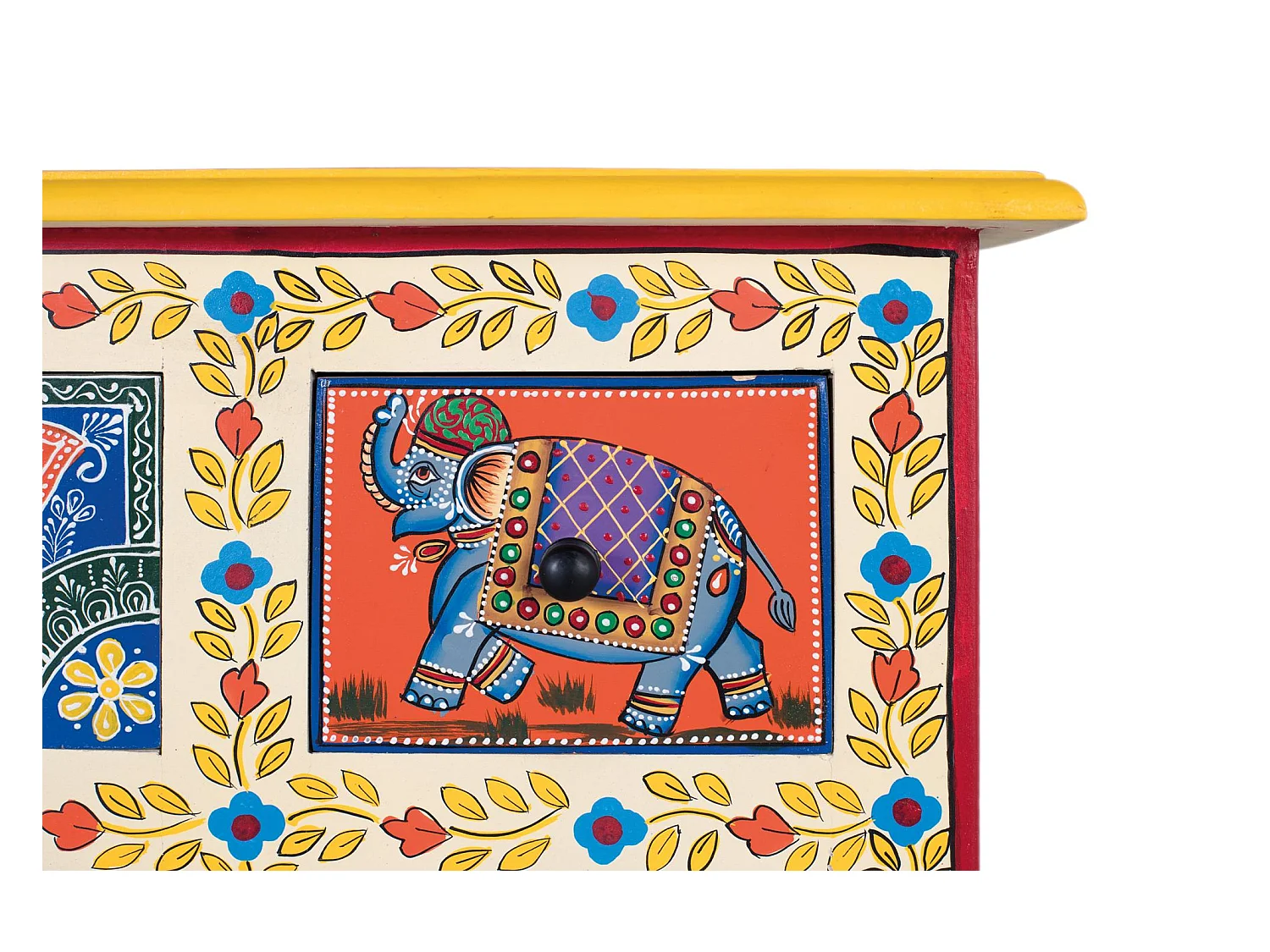 Buffet avec 9 tiroirs multicolores peints à la main bois masif