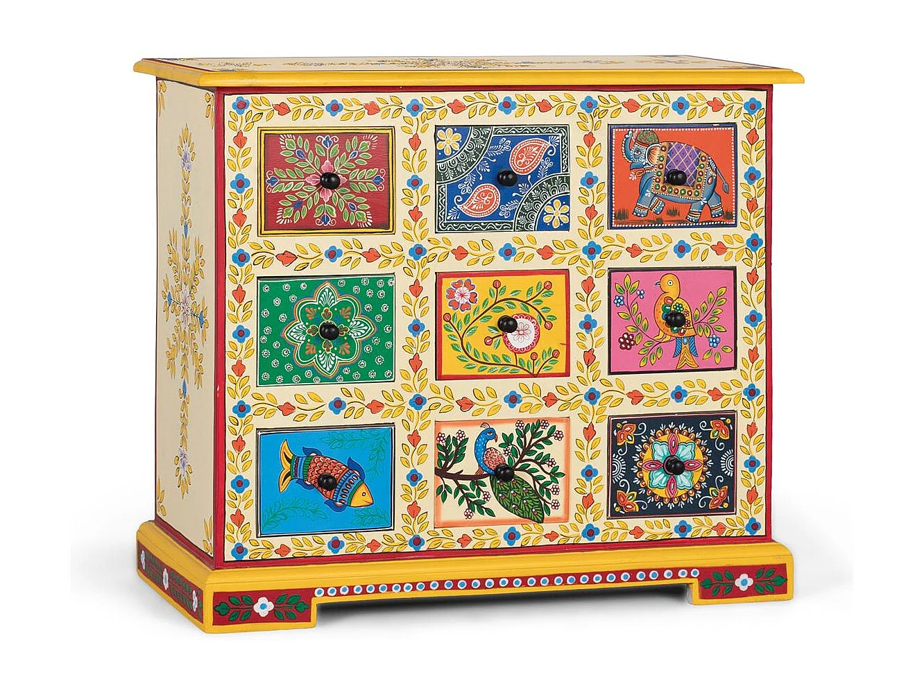 Mueble auxiliar con 9 cajones pintados a mano multicolor