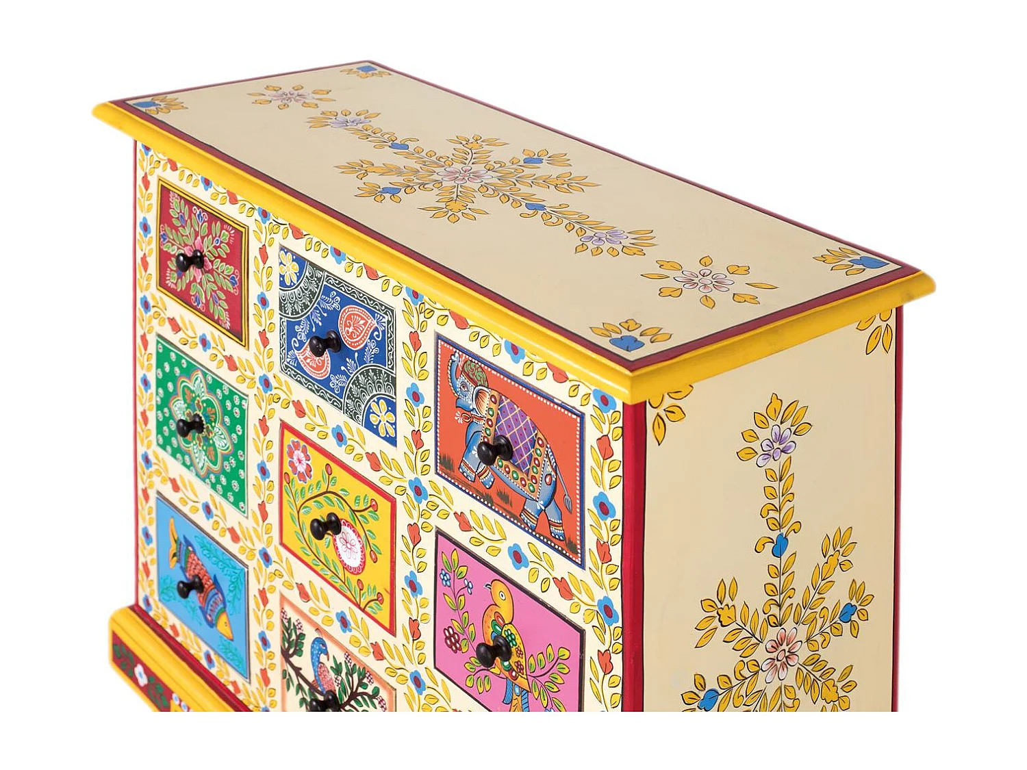 Mueble auxiliar con 9 cajones pintados a mano multicolor