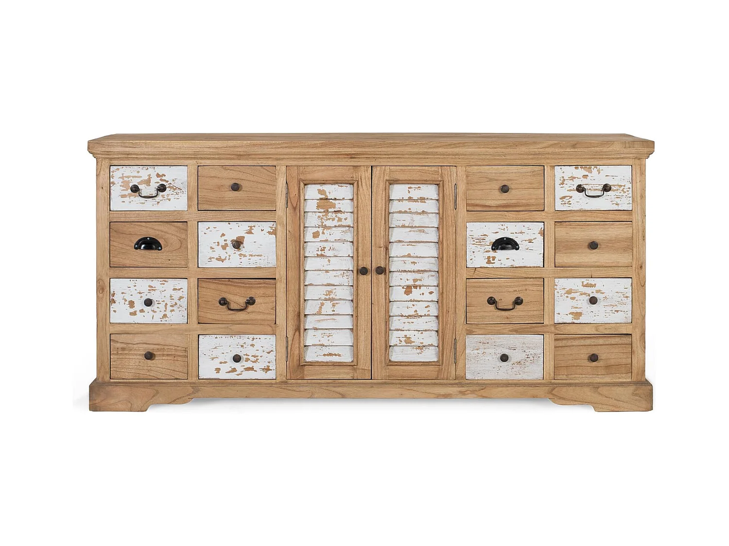 Sideboard aus massivem Mindiholz mit 12 Schubladen und 2 Türen