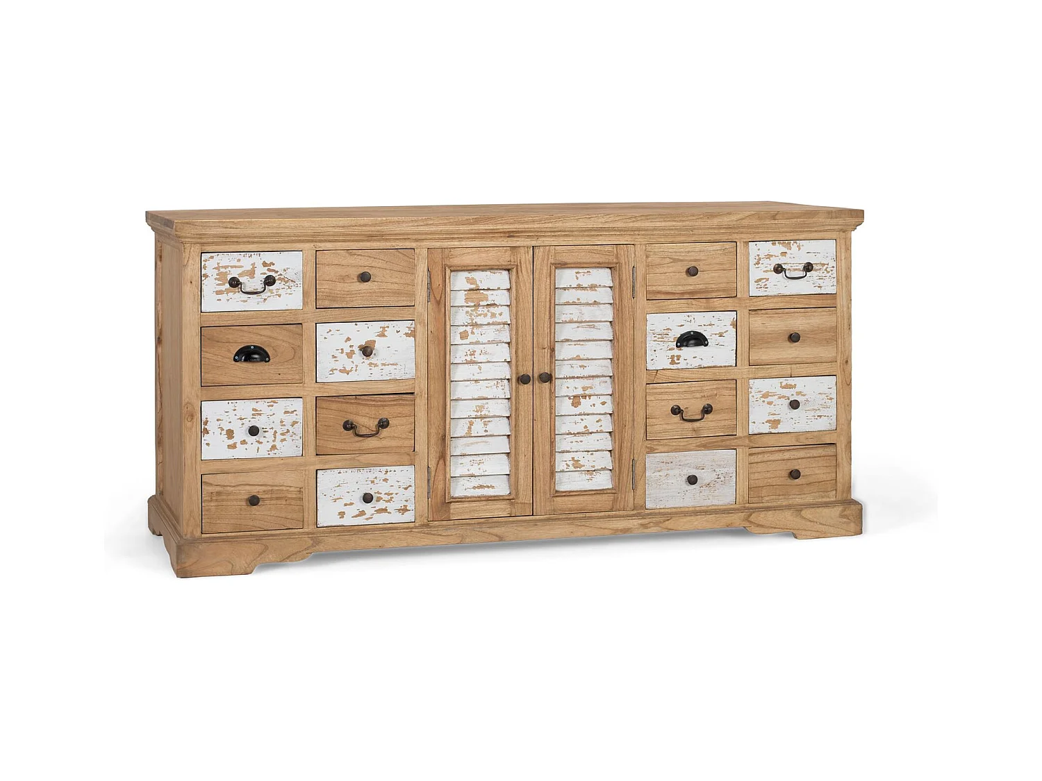 Sideboard aus massivem Mindiholz mit 12 Schubladen und 2 Türen