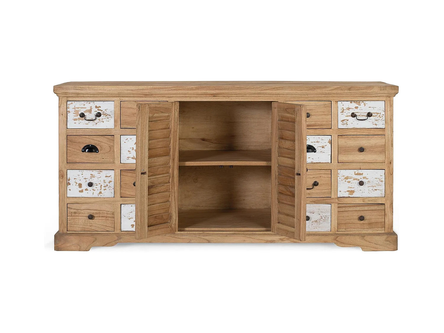 Sideboard aus massivem Mindiholz mit 12 Schubladen und 2 Türen