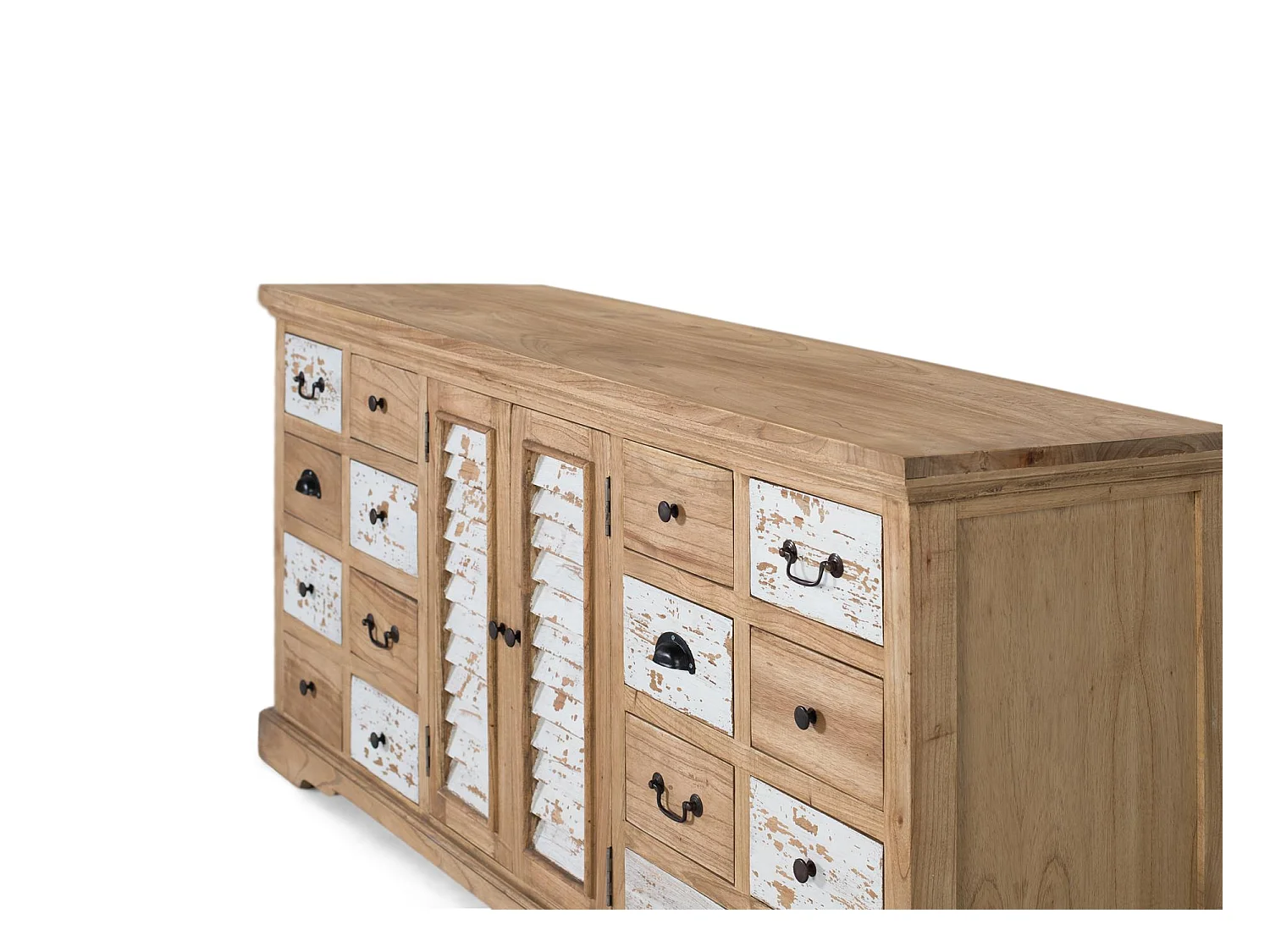 Sideboard aus massivem Mindiholz mit 12 Schubladen und 2 Türen
