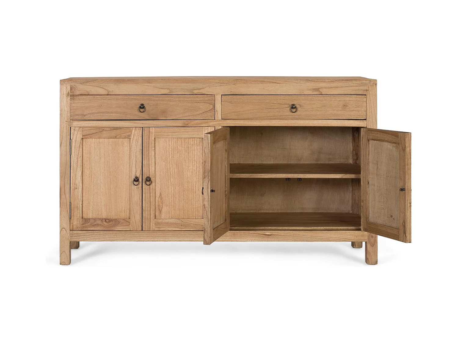 Credenza in legno massello di mindi realizzata a mano