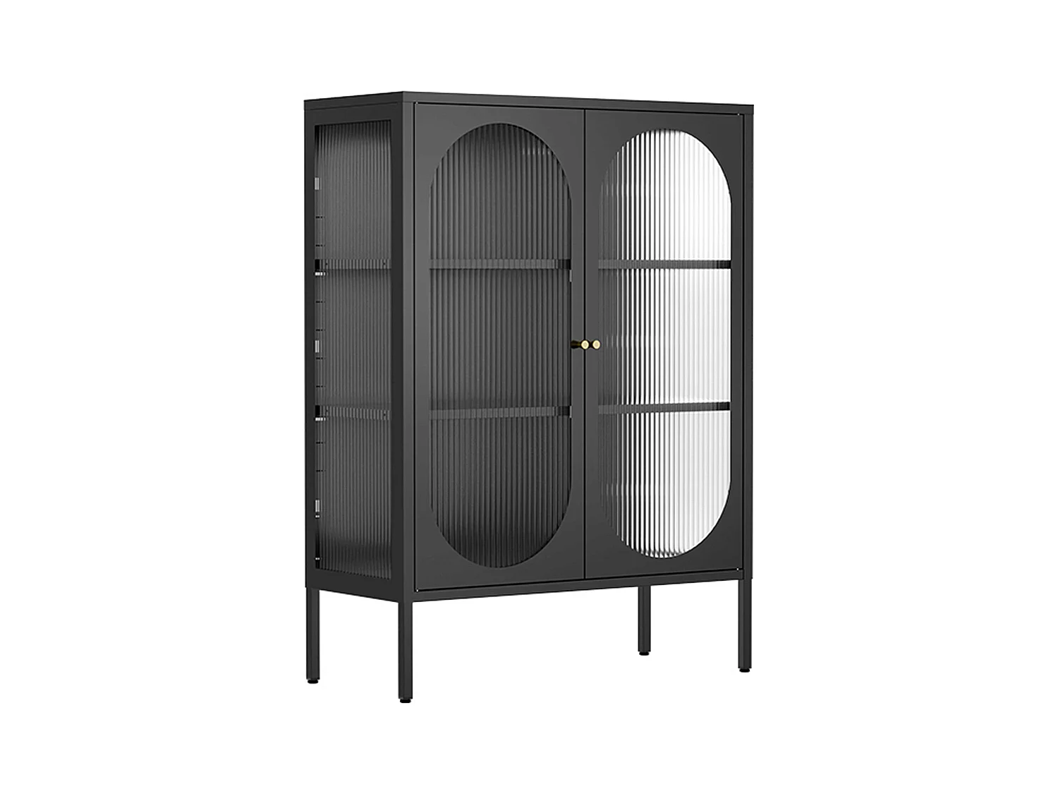 Buffet moderne 2 portes 80 cm en métal et verre noir