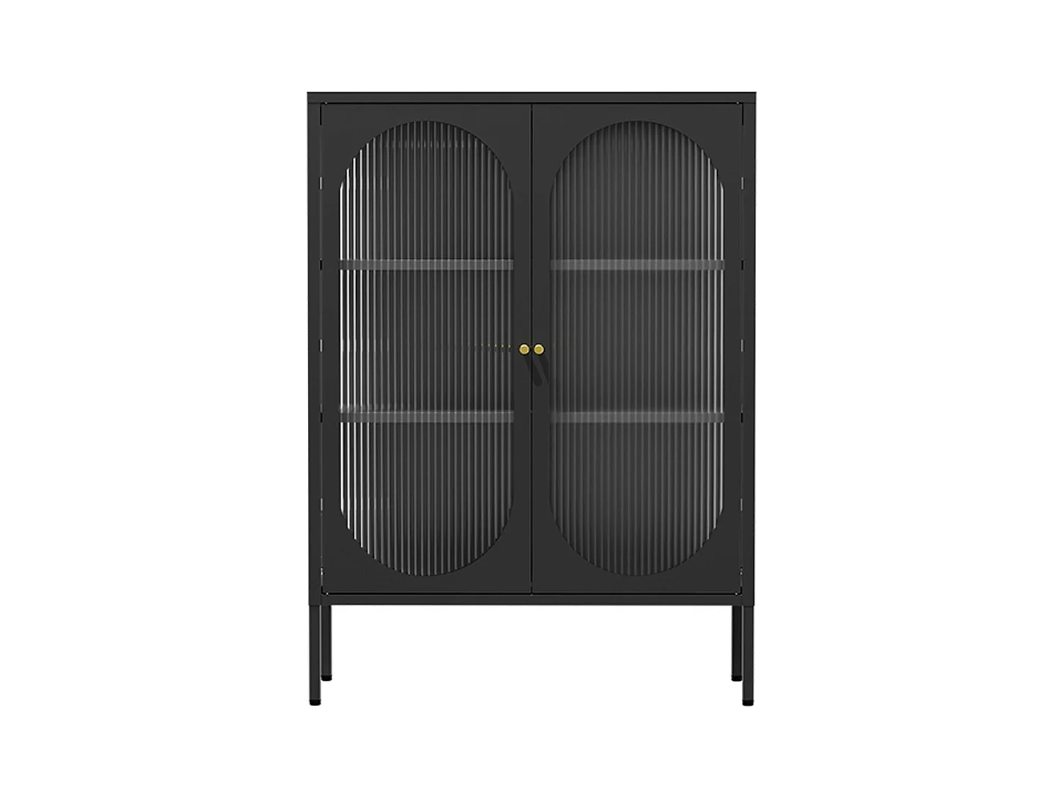 Buffet moderne 2 portes 80 cm en métal et verre noir