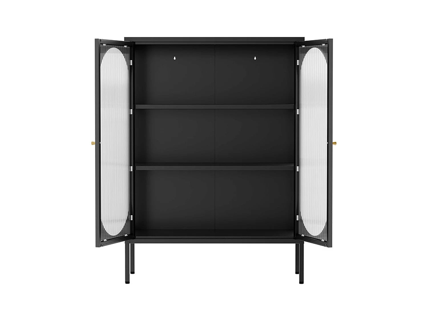 Buffet moderne 2 portes 80 cm en métal et verre noir