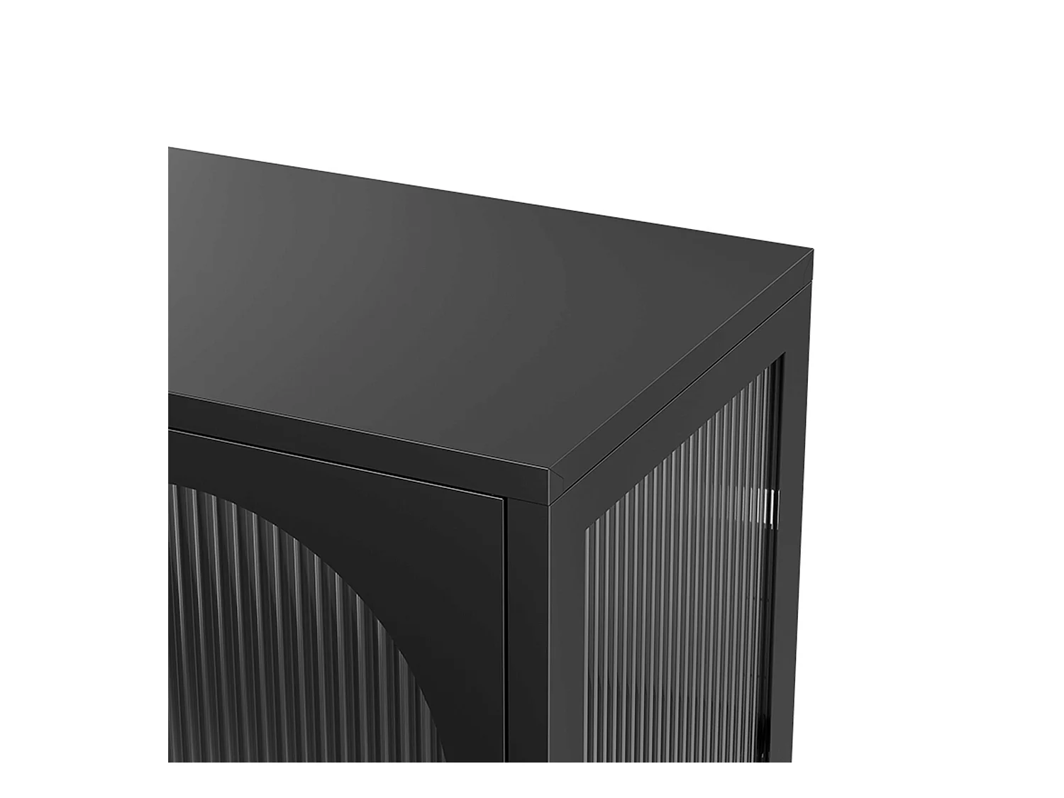 Buffet moderne 2 portes 80 cm en métal et verre noir