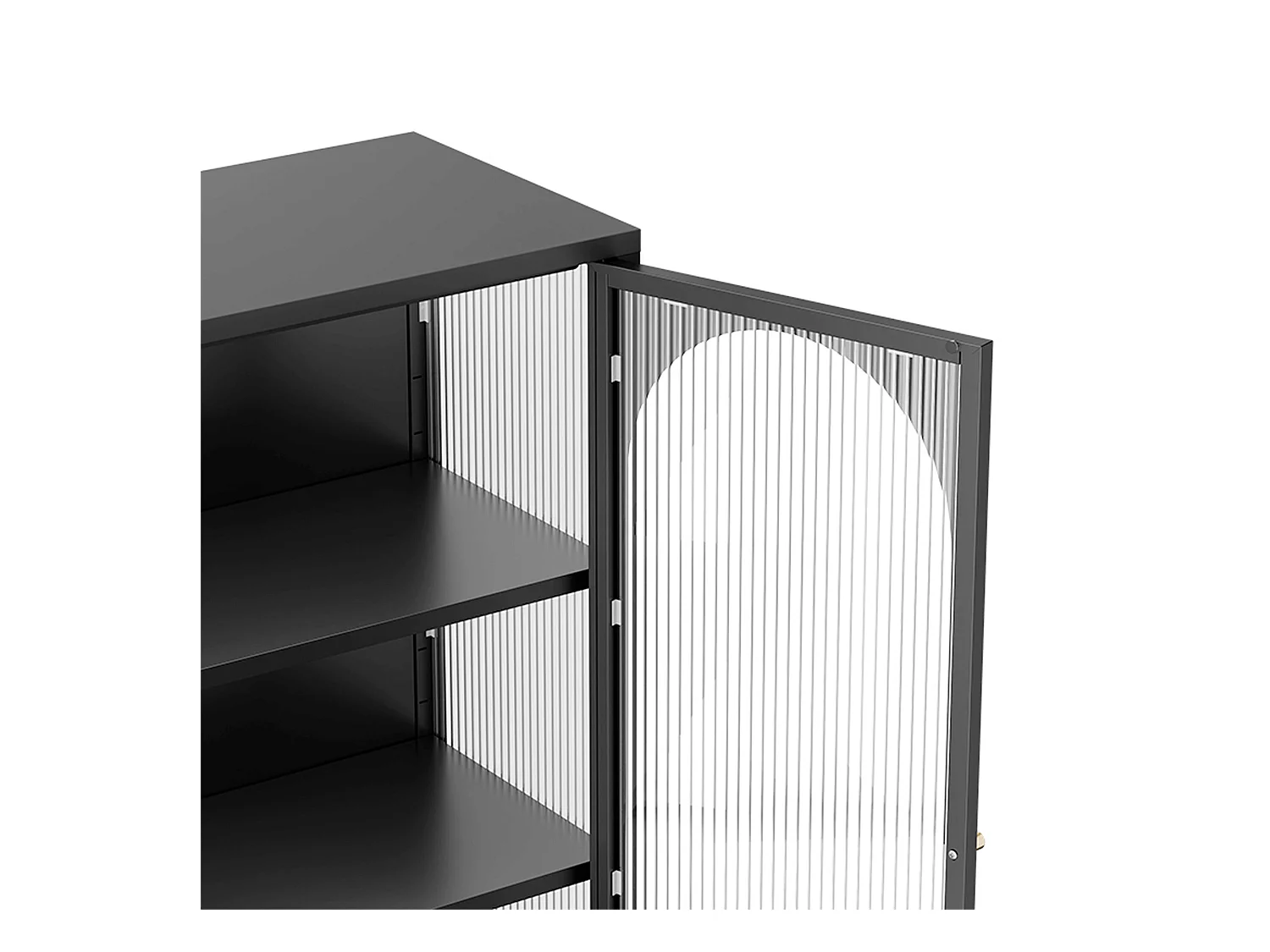 Buffet moderne 2 portes 80 cm en métal et verre noir