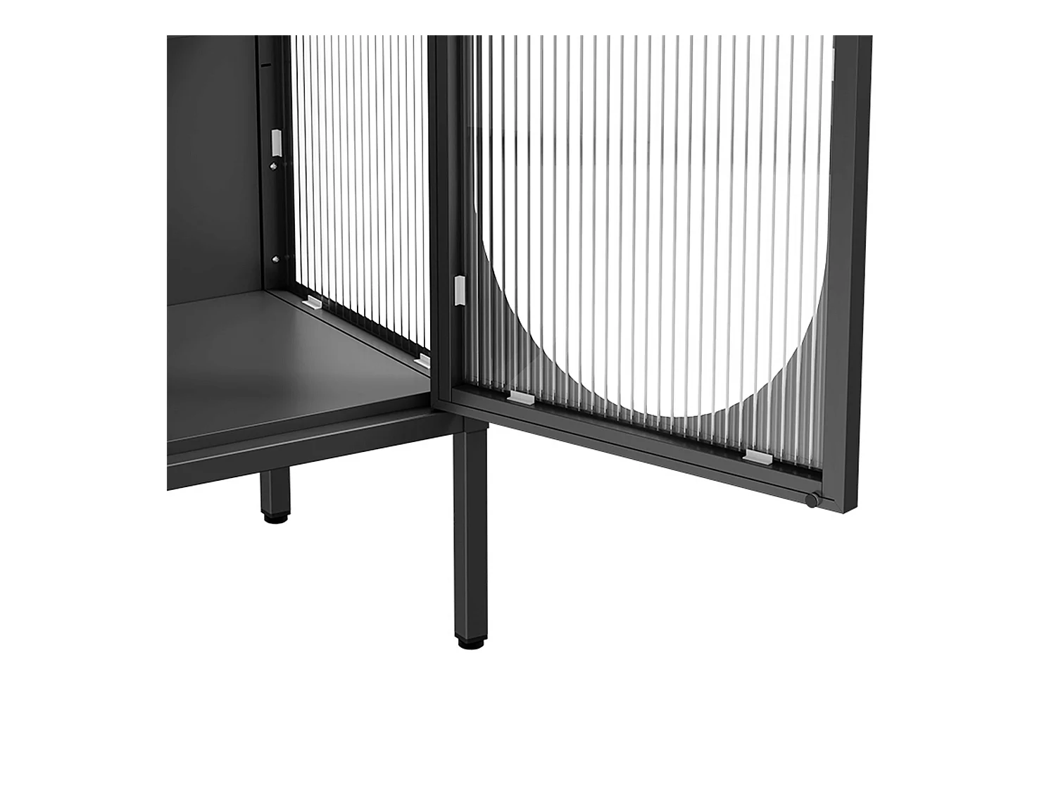 Buffet moderne 2 portes 80 cm en métal et verre noir