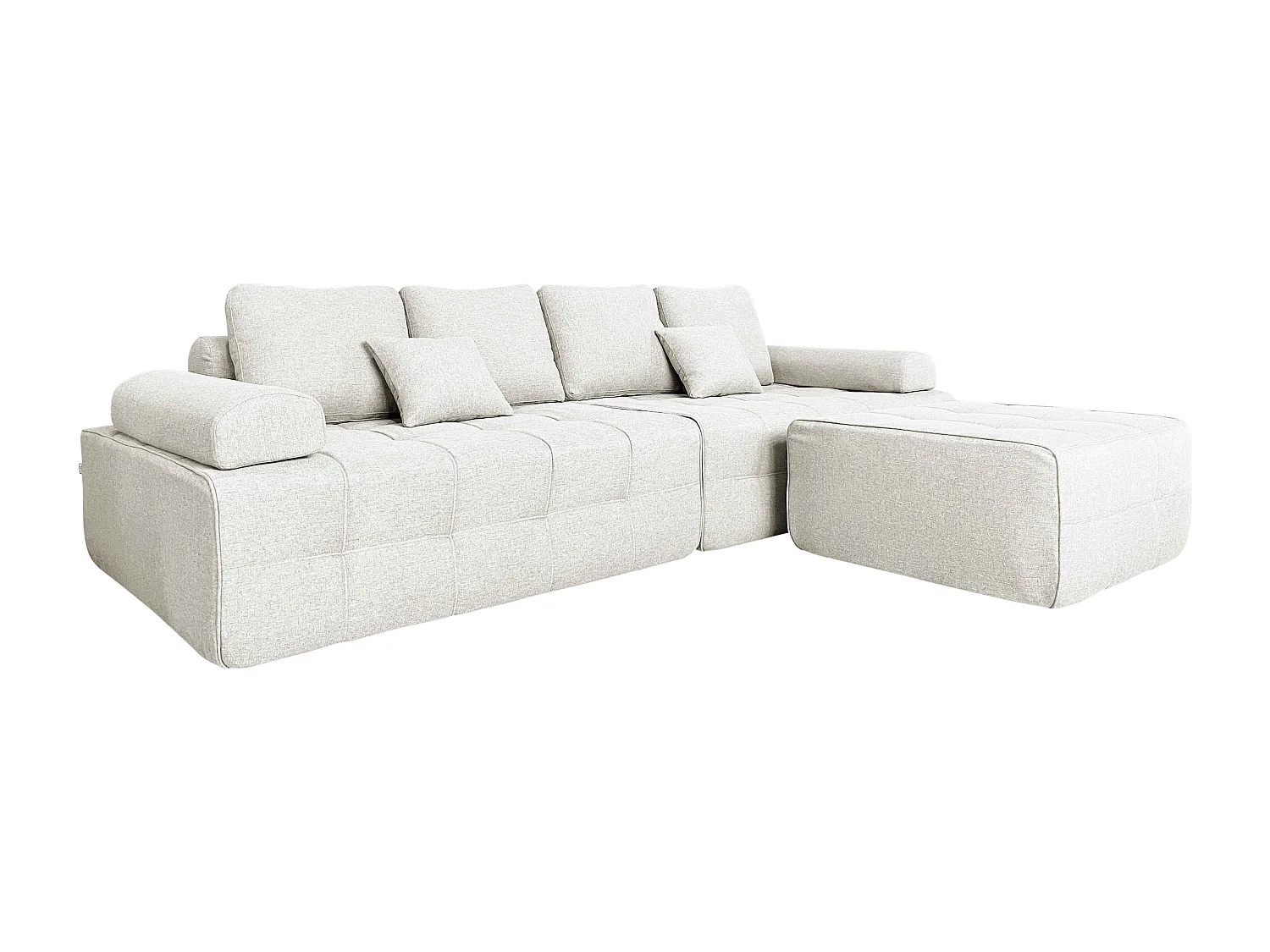 Canapé modulable 4 places en tissu avec pouf écru L 282 cm
