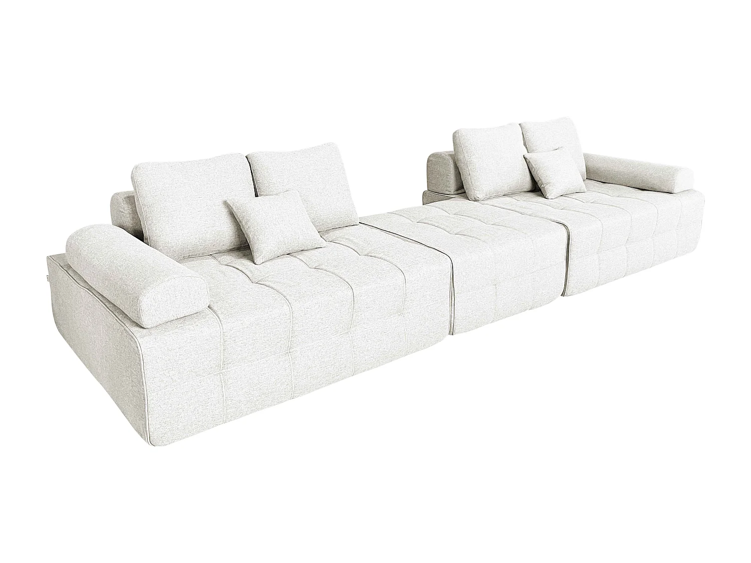 Canapé modulable 4 places en tissu avec pouf écru L 282 cm