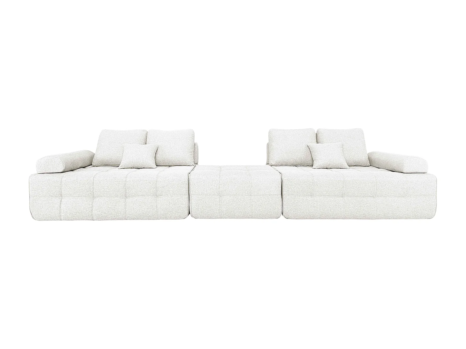 Canapé modulable 4 places en tissu avec pouf écru L 282 cm