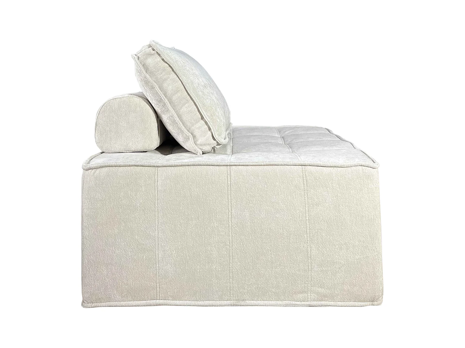 Canapé modulable 2 places en tissu avec coussins écru