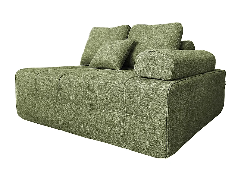 Fauteuil gauche pour canapé modulable en tissu avec coussins vert