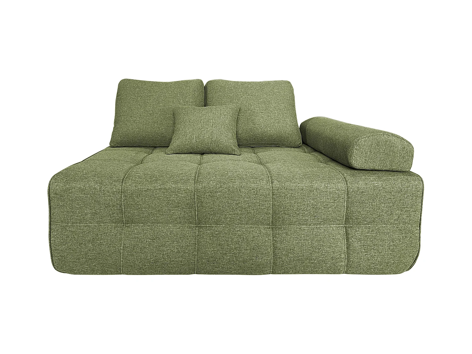 Fauteuil gauche pour canapé modulable en tissu avec coussins vert