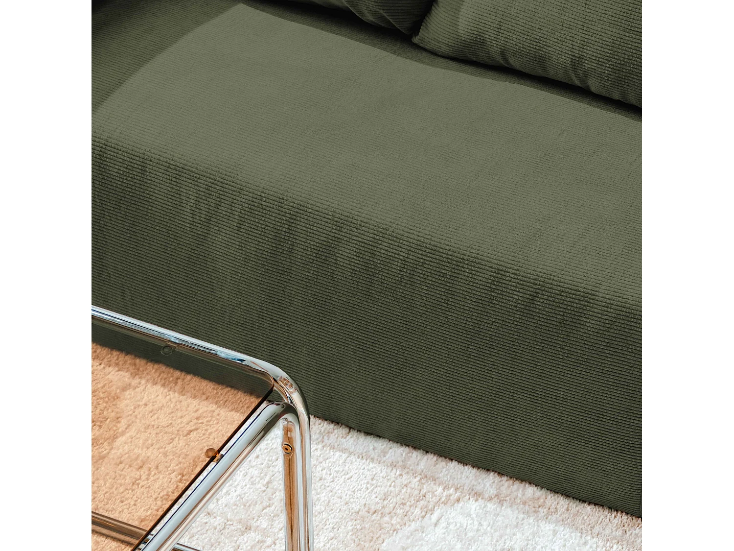 4-zits hoekbank met chaise longue rechts en groene L 265 cm