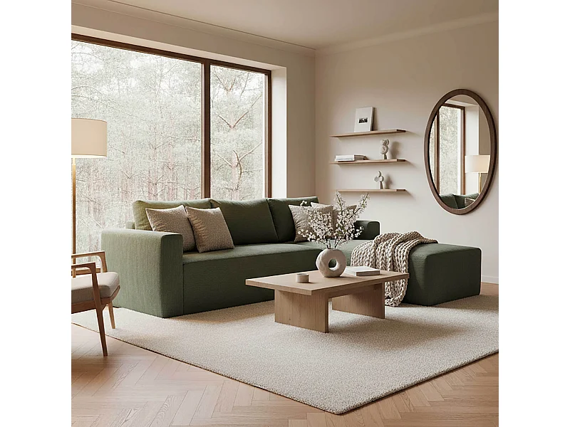4-zits hoekbank met chaise longue rechts en groene L 265 cm