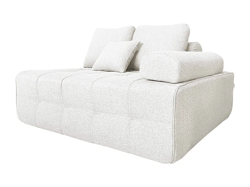 Fauteuil gauche pour canapé modulable en tissu avec coussins écru