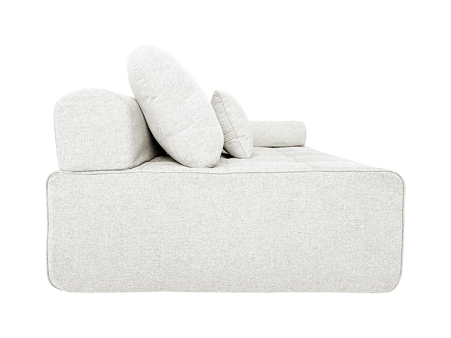 Fauteuil gauche pour canapé modulable en tissu avec coussins écru