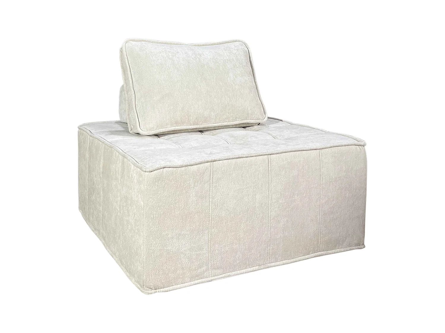 Canapé modulable 3 places en tissu avec coussins écru