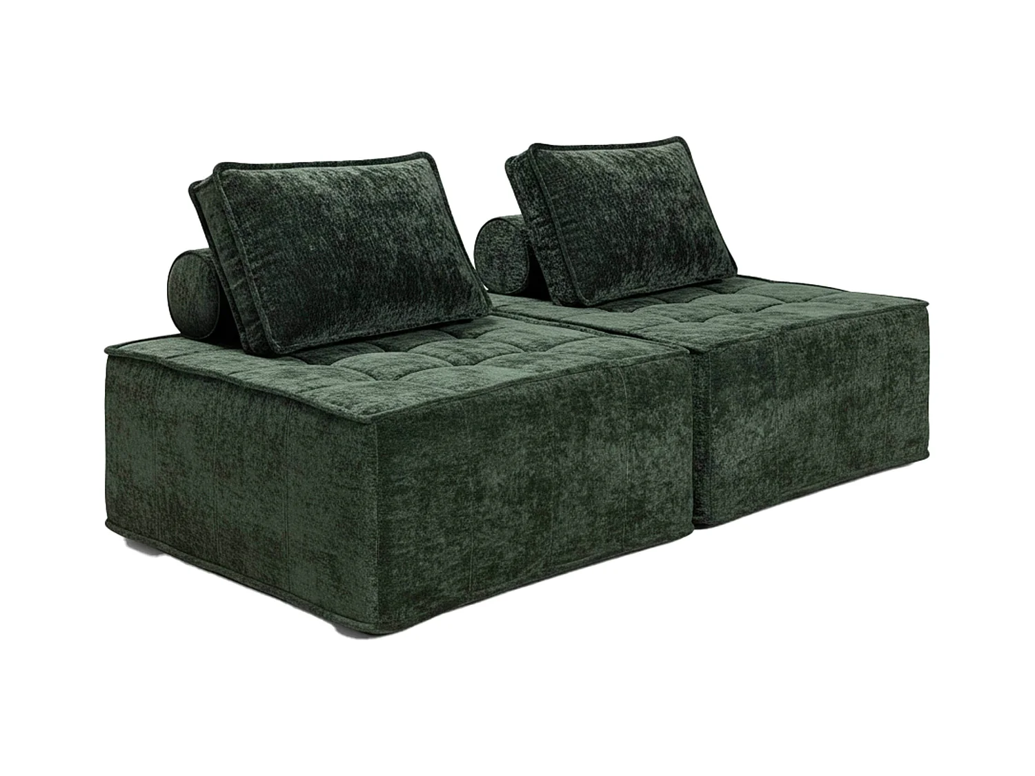 2-zits modulaire stoffen bank met groene kussens
