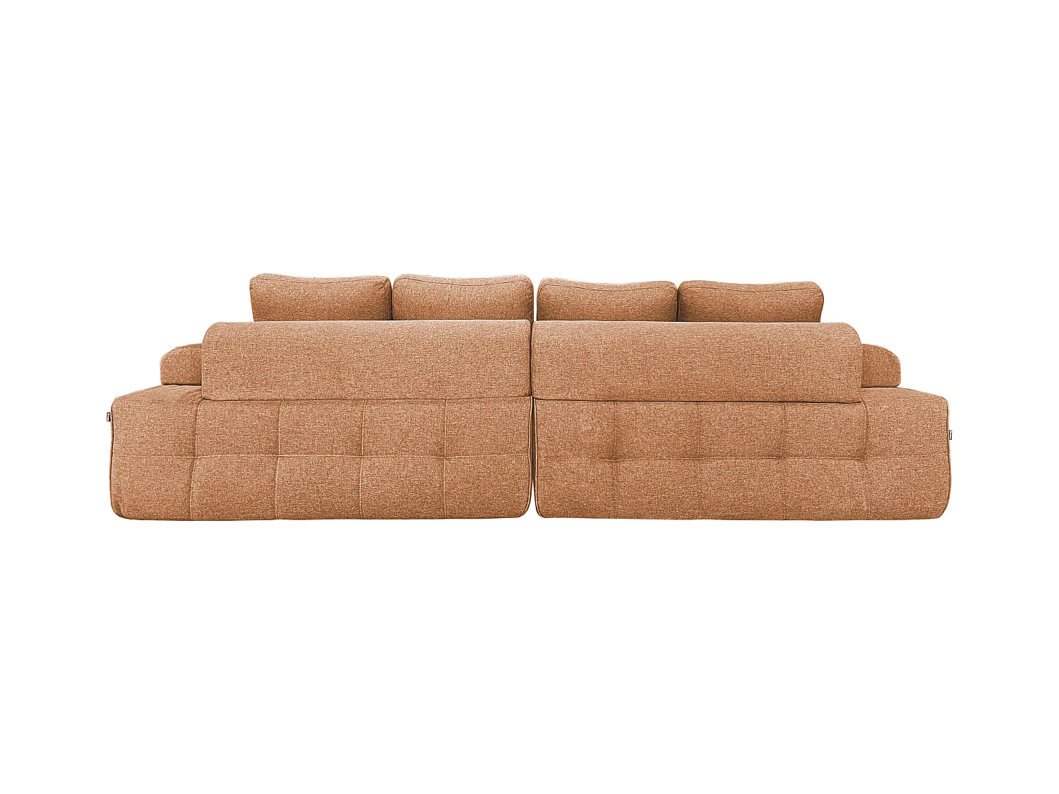 Canapé modulable 4 places en tissu avec coussins terracotta