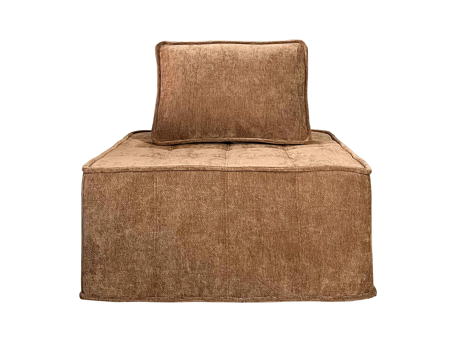 Canapé modulable 2 places en tissu avec coussins terracotta