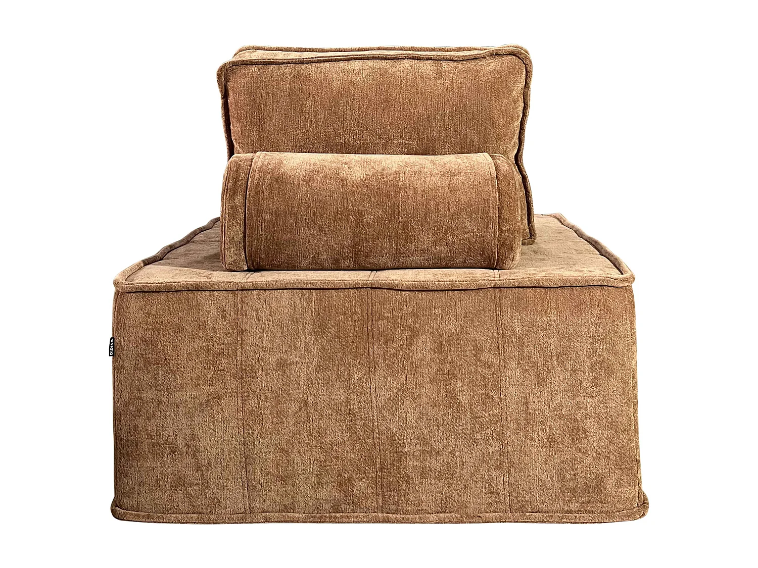 Canapé modulable 2 places en tissu avec coussins terracotta