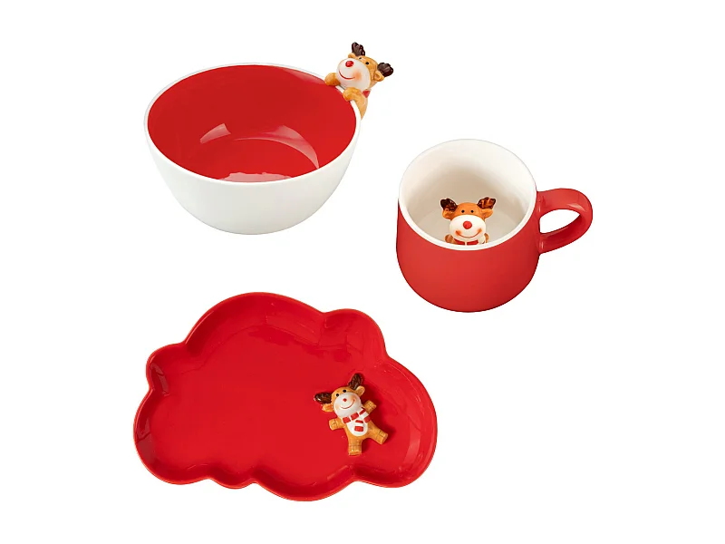 Miam Cerf - Lot de vaisselle 3 pièces pour enfant