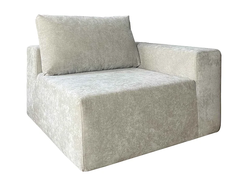 Hoekfauteuil voor modulaire bank in stof met ecru kussens