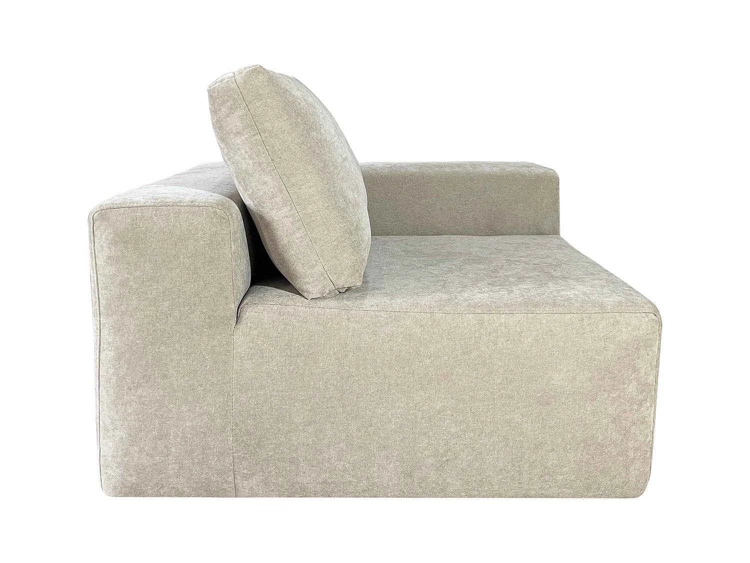 Fauteuil d'angle pour canapé modulable en tissu avec coussins écru