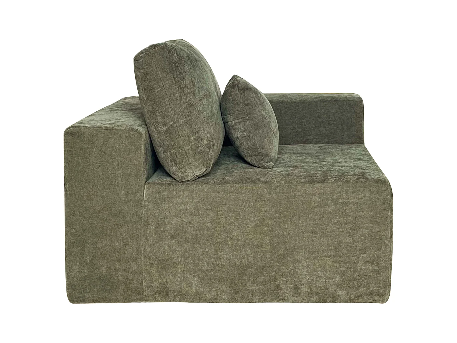 Fauteuil d'angle pour canapé modulable en tissu avec coussins vert