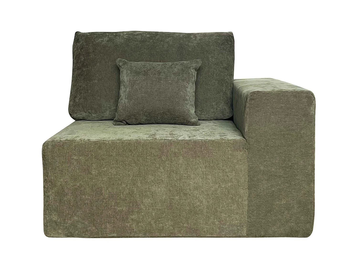 Fauteuil d'angle pour canapé modulable en tissu avec coussins vert
