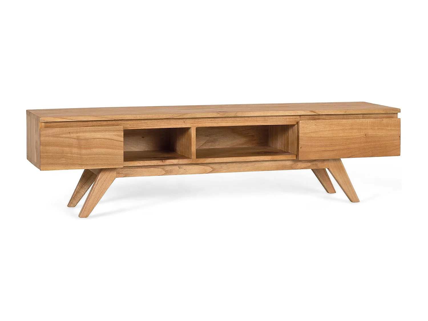 TV-Schrank aus massivem Mindi-Holz mit Fächern