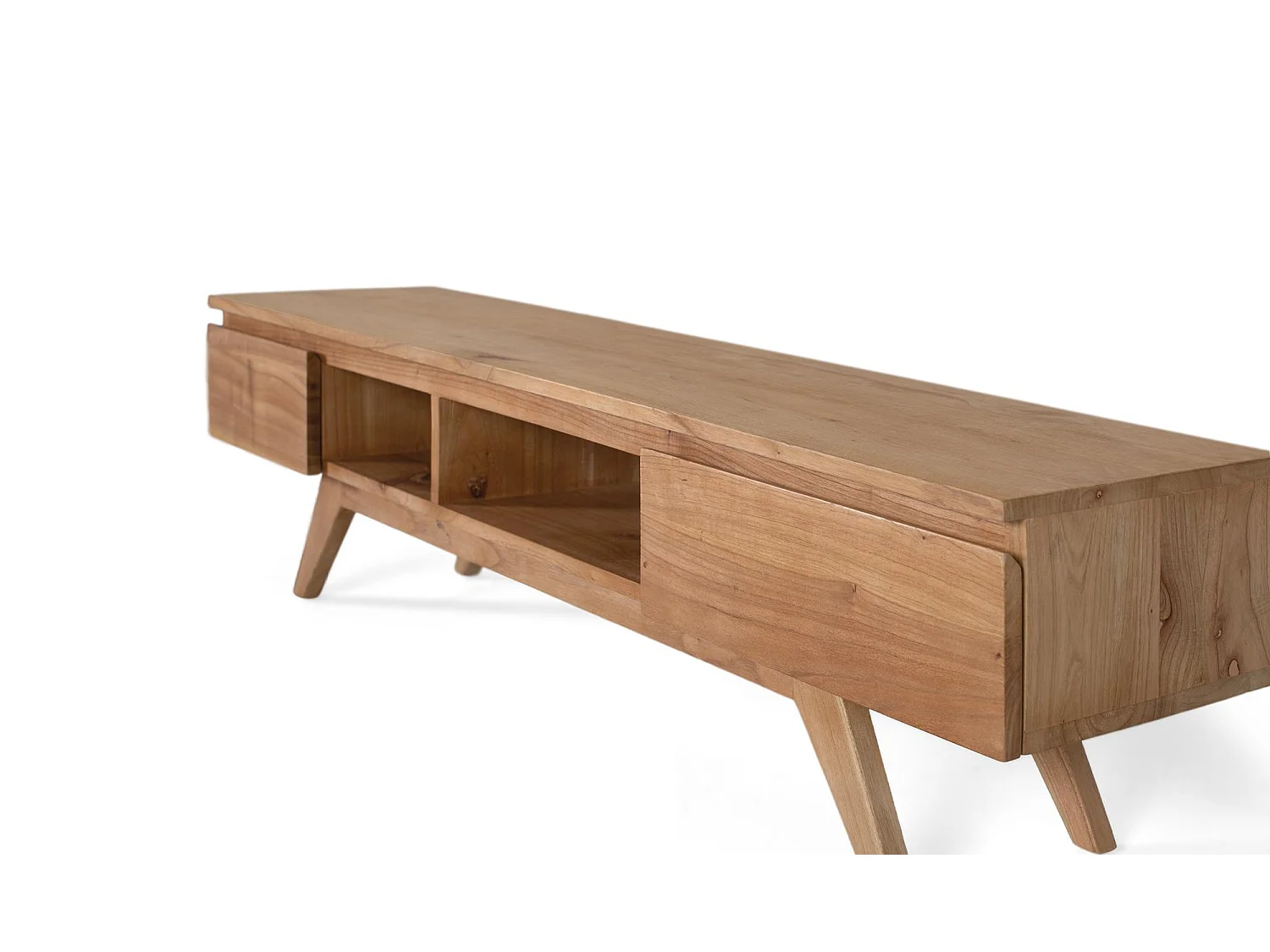 TV-Schrank aus massivem Mindi-Holz mit Fächern