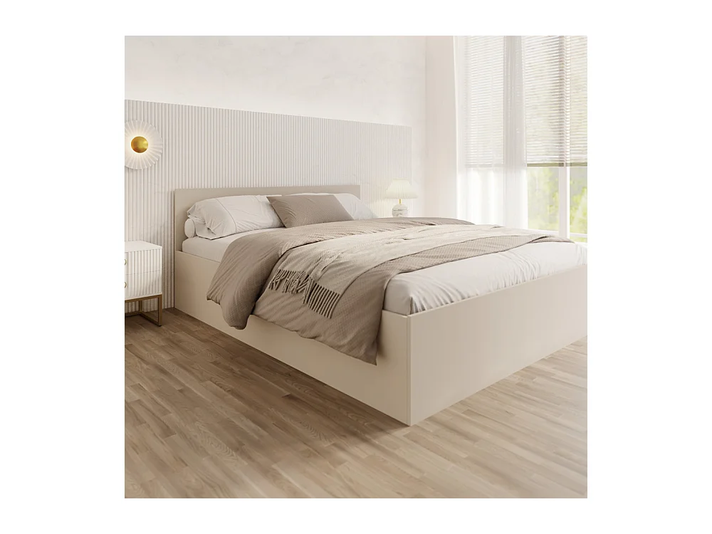 Lit coffre Paris 120 x 190 cm avec sommier à lattes relevable Cachemire