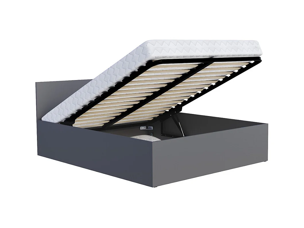 Lit coffre Paris 120 x 190 cm avec sommier à lattes relevable Gris