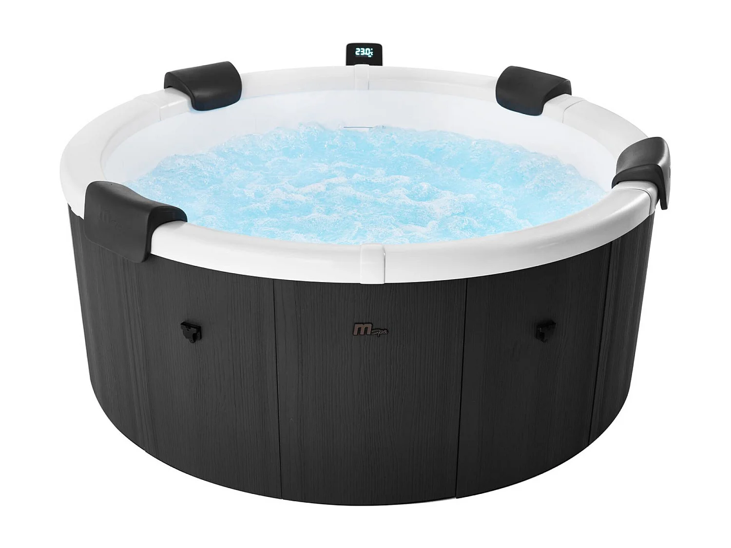Spa rigide 6 places 180cm rond hydromassage 4 coussins bâche + housse anthracite - Denver