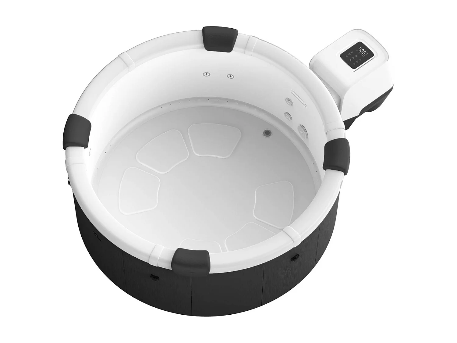 Spa rigide 6 places 180cm rond hydromassage 4 coussins bâche + housse anthracite - Denver