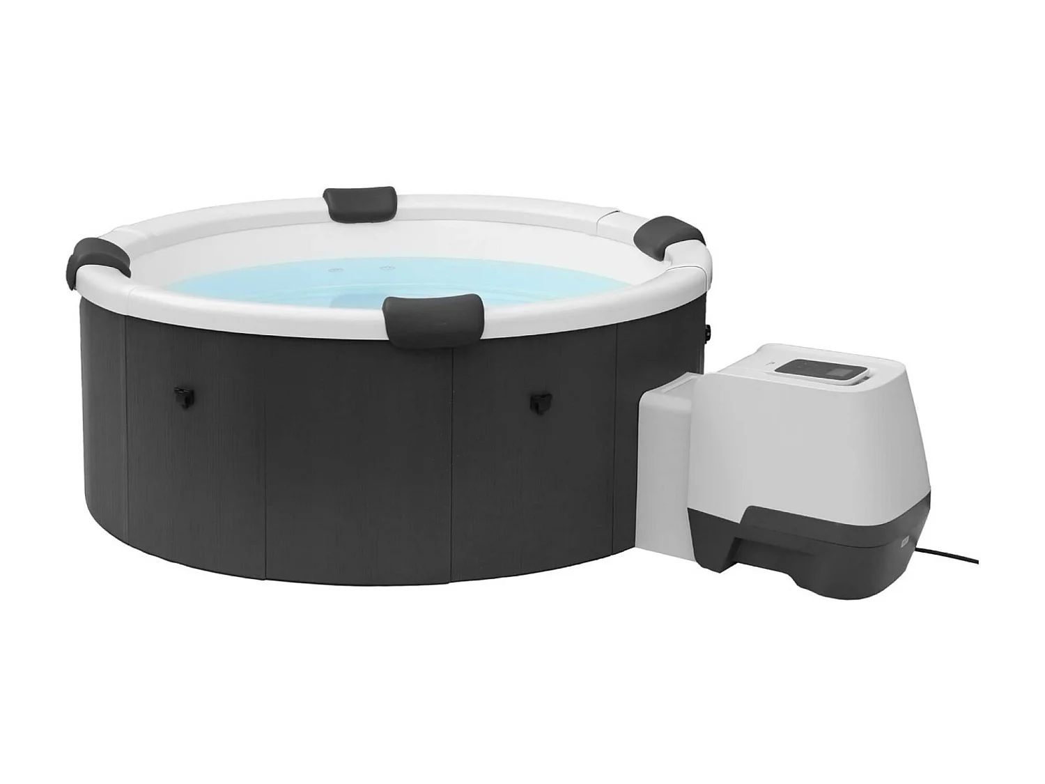 Spa rigide 6 places 180cm rond hydromassage 4 coussins bâche + housse anthracite - Denver