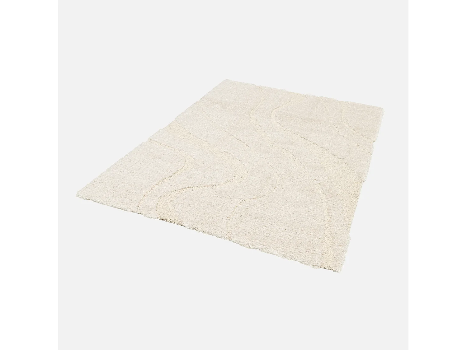 Alfombra interior de pelo largo  diseño geométrico beige